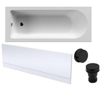 Round Single Ended 1700x700 Bath Set - Front Bath Panelm, Black Waste & Leg Set