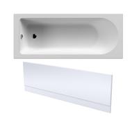 Balterley 1700 x 700mm Round Shower Bath with Leg Set & Front Bath Panel, Straight Single Ended Gloss White Soaking Bathtubs, Acrylic Baths for Bathrooms, Rectangular Soaking Bathtub