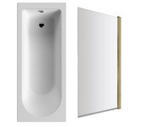 Balterley Round Single Ended Bath And Square Brushed Brass Screen - 1700 X 700mm