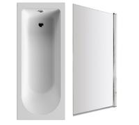 Balterley Round Single Ended Bath And Square Chrome Bath Screen - 1700 X 700mm