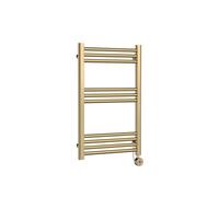Balterley Round Tube Heated Towel Rail With 10 Bars, 800 X 500mm, Brushed Brass