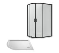 Balterley Ruwa Offset LH Quadrant: Door, Panel, Tray, 1200 x 800 mm Black/White in Black Balterley Black