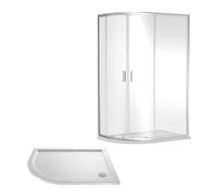 Balterley Ruwa Offset LH Quadrant: Door, Panel, Tray, 1200 x 800 mm Chrome/White in Silver Balterley Silver