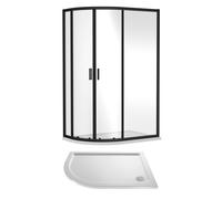 Offset Quadrant Shower Enclosure Tray Left Hand 1200x800mm Black Balterley White One Size