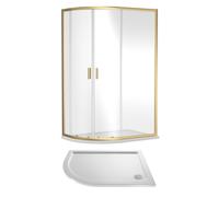 Balterley Ruwa Offset Quad Shower Suite LH, 1200 x 800mm Tray & Enclosure Brass in Metallics Balterley Metallics
