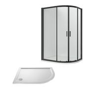 Balterley Ruwa Offset RH Quadrant: Door, Panel, Tray, 1000 x 800 mm Black/White in Black Balterley Black