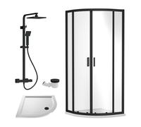 Balterley Ruwa Quadrant Bundle: Door, Tray, Square Kit, Waste 900mm White/Black in Black Balterley Black