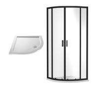 Balterley Ruwa Shower Bundle: Door, Panel & Tray, 900 x 900 mm Black/White in Black Balterley Black