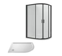 Balterley Ruwa Shower Enclosure Bundle: Offset Right Hand Quadrant & Slimline Tray, 1000 X 800 mm Black/white