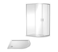 Balterley Ruwa Shower Enclosure Bundle - Offset Right Hand Quadrant & Slimline Tray - Chrome/White - 1000mm x 800mm