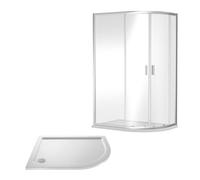 Ruwa Shower Enclosure Bundle - Offset Right Hand Quadrant & Slimline Tray - Chrome/White - 1200mm x 800mm - Balterley