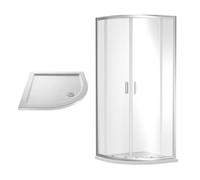 Balterley Ruwa Sliding Shower Door Bundle: Side Panel & Slimline Tray, 900 X 900 mm Chrome/white