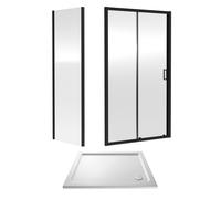 Balterley Ruwa Sliding Shower Suite: 6mm Glass Tray Door Panel 1000x760mm Black Balterley Black