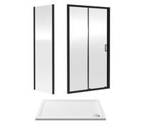 Balterley Ruwa Sliding Shower Suite: 6mm Glass Tray Door Panel 1200x800mm Black Balterley Black