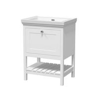 Balterley Rye Bathroom Floor Standing 1 Drawer Vanity & 0 Tap Hole Basin, Pure White, 630mm