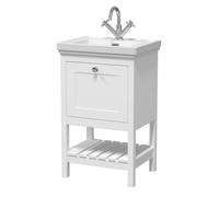 Balterley Rye Bathroom Floor Standing 1 Drawer Vanity & 1 Tap Hole Basin, Pure White, 531mm