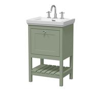 Balterley Floor Standing 1 Drawer Vanity 3 Tap Hole Fireclay Basin Green 500mm Balterley Green