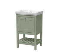 Balterley Bathroom 1 Soft Close Drawer Floor Vanity Unit Basin, Green, 531mm in Green Balterley Green