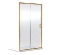 6mm Toughened Safety Glass Reversible Sliding Shower Door - 1000mm - Brushed Brass