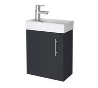 Balterley Saint Contemporary Bathroom Floor Standing 1 Soft-Close Door Vanity Unit & Rectangular Basin, Dark Grey, 400 mm