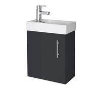 Balterley Saint Modern Bathroom Wall Hung Single Door Compact Vanity Unit With Basin, Dark Grey, 400mm