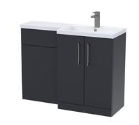 Balterley Satin Dark Grey Bathroom Vanity Unit with Basin & WC, Brushed Pewter Handles, Right Hand, 1100mm x 390mm