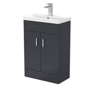 Balterley Satin Dark Grey Compact Bathroom 2 Door Vanity Basin Unit - 550mm Balterley Grey