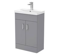 Balterley Satin Grey Compact Bathroom 2 Door Vanity Basin Unit - 550mm Balterley Grey