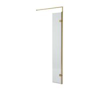 Balterley Shebdon 8mm Fluted Toughened Safety Glass Hinged Return Screen With Support Bar: 300 mm, Brushed Brass