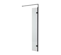 Balterley Shebdon 8mm Fluted Toughened Safety Glass Hinged Return Screen With Support Bar: 300mm, Black