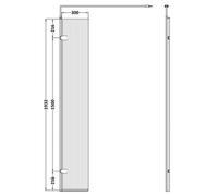 Balterley Shebdon Contemporary Bathroom 8mm Fluted Glass Wetroom Hinged Screen With Support Bar, Chrome Finish, 1950 X 322 X 27mm