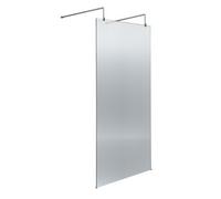 Balterley Shebdon Contemporary Bathroom 8mm Fluted Glass Wetroom Screen With Arms & Feet, 2091 X 870 X 1000mm, Polished Chrome