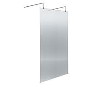 Balterley Shebdon Contemporary Bathroom 8mm Fluted Glass Wetroom Screen With Arms & Feet, 2091 X 970 X 1000mm, Polished Chrome
