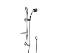 Balterley Shower Riser Rail Kit with Multi Function Shower Head & Outlet Elbow, Curved Round Adjustable Rail Riser, Handset & Outlet Elbow, Wall Mount Slide Rails Set - 215 x 315 x 680mm (Chrome)