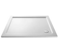 Balterley 900 x 700 mm Rectangular Shower Tray, Slimline Shower Trays, Durable Stone Resin Base Trays for Bathroom Enclosure Cubicle, Central Waste Rectangular Tray for Wetroom Showers (White)