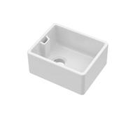Balterley 460mm Belfast Kitchen Sink Single Bowl with Built-in Weir Style Overflow, Durable Belfast Fireclay White Ceramic Kitchen Sink Bowl, Reversible Farmhouse Sinks - 460 x 380 x 205mm (White)