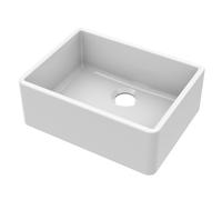 Balterley 595mm Butler White Kitchen Sink, Single Bowl Durable Butler Fireclay Ceramic Kitchen Sink Bowl, Large Ceramic Apron Front Farmhouse Sinks - 595 x 450 x 220mm (White)