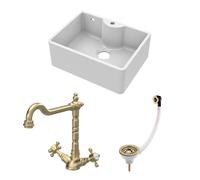 Balterley Single Bowl Butler Sink with Overflow, Tap Hole, Waste & Classic Tap in White Balterley White