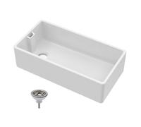 Balterley Single Bowl Fireclay Ceramic Belfast Kitchen Sink & Basket Strainer Waste, 895mm