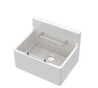 White Single Bowl Fireclay Cleaner Sink with Grill 515mm x 382mm x 393mm