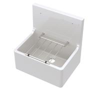 Balterley Utility Sink with Grill, Fireclay Ceramic Cleaner Sinks, Traditional Wall Mounted Tall Splashback Utility Outdoor Sink Unit for Garage and Laundry - 515 x 393 x 382mm (White)