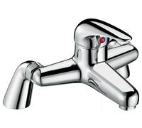 Balterley Bath Filler Tap, Deck Mounted Bathroom Tap Mixer Filler with Single Lever Handle, Angled Round Body Bathroom Taps, Flat Rounded Spout Waterfall Bath Mixer Taps - 190 x 140 x 192 mm (Chrome)