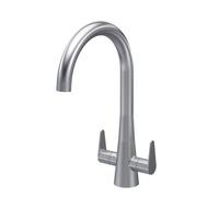 Kitchen Mono Mixer Tap with 2 Lever Handles, 398mm - Brushed Nickel