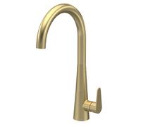 Balterley Situla Kitchen Mono Mixer Tap With Single Lever Handle, Curved Swivel Spout - Brushed Brass Finish