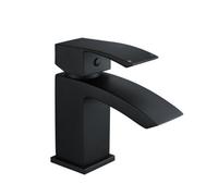 Balterley Slindon Square Single Lever Deck Mounted Mono Basin Mixer Tap With Push Button Waste, 180 X 55 X 134mm, Matt Black