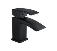 Balterley Contemporary Mono Basin Bathroom Mixer Tap With Push Button Waste - Matt Black
