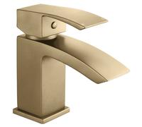 Balterley Contemporary Soft Square Single Lever Deck Mounted Mono Basin Tap with Waste, 137 48 131mm, Brushed Brass