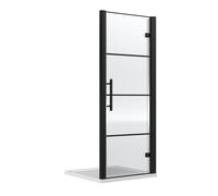 Sonic 8mm Toughened Safety Glass Hinged Shower Door, Black, 800mm - Balterley