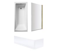 Balterley Square 1700x700 Bath Set - Panels, Leg Set & Brass Screen in White Balterley White