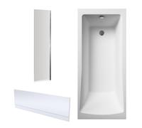 Balterley Square 1700x750 Single Ended Bath - Panel & Fixed Screen & Leg set in White Balterley White